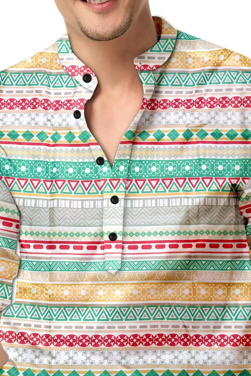 Men's Printed Spread Collar Casual Shirt